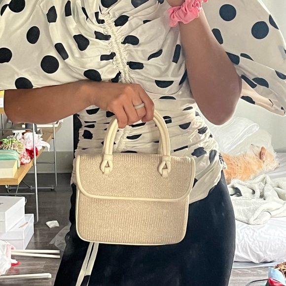 SOLDSOLDSOLDMaryam Nassir Zadeh Lune bag in cream leather and fabric - Picture 4 of 16